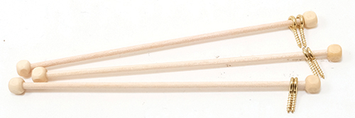 Dollhouse Miniature Rods W/Eyes, 3 Pack- 4" Long